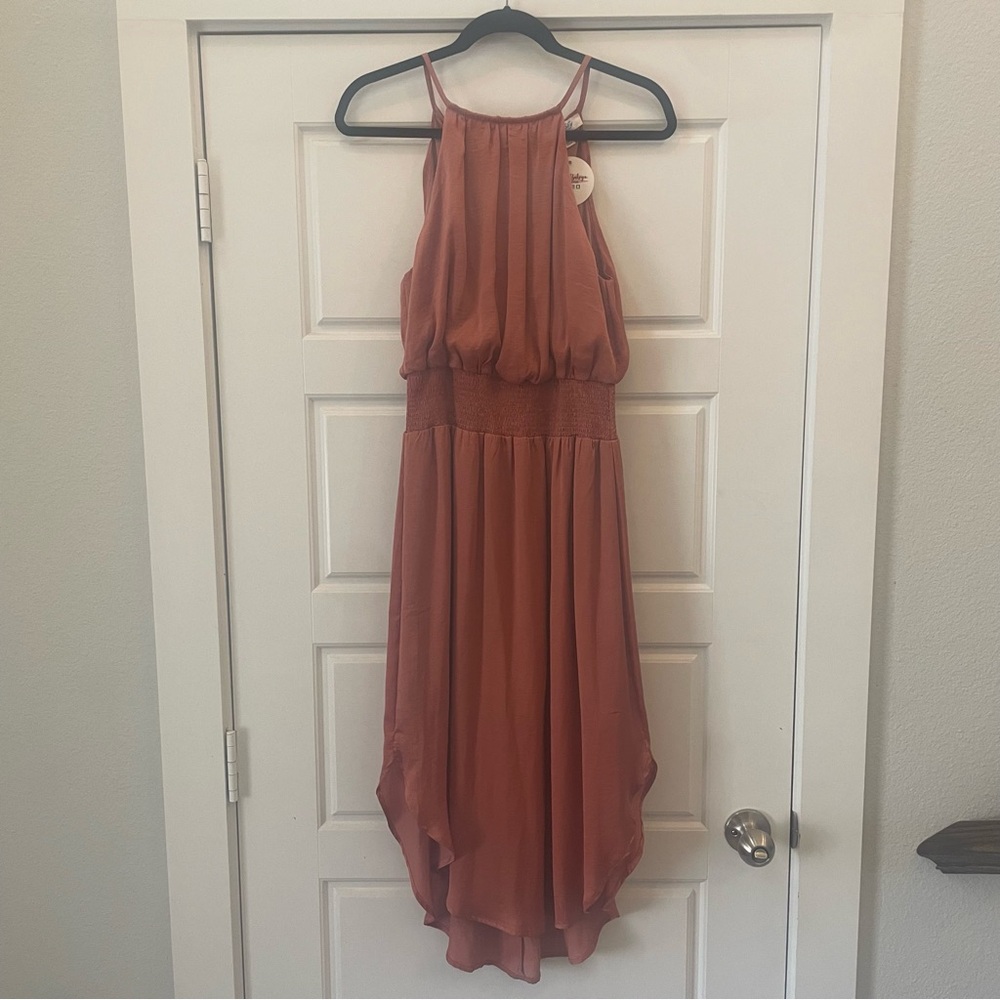 She + Sky Midi Dress in Copper Size Medium NWT